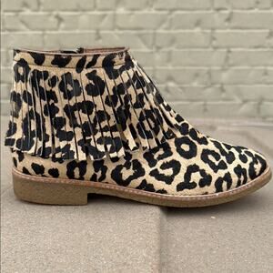 Kate Spade Betsie Leopard Calf Hair Ankle Booties – Size 8 | Fringe Detail